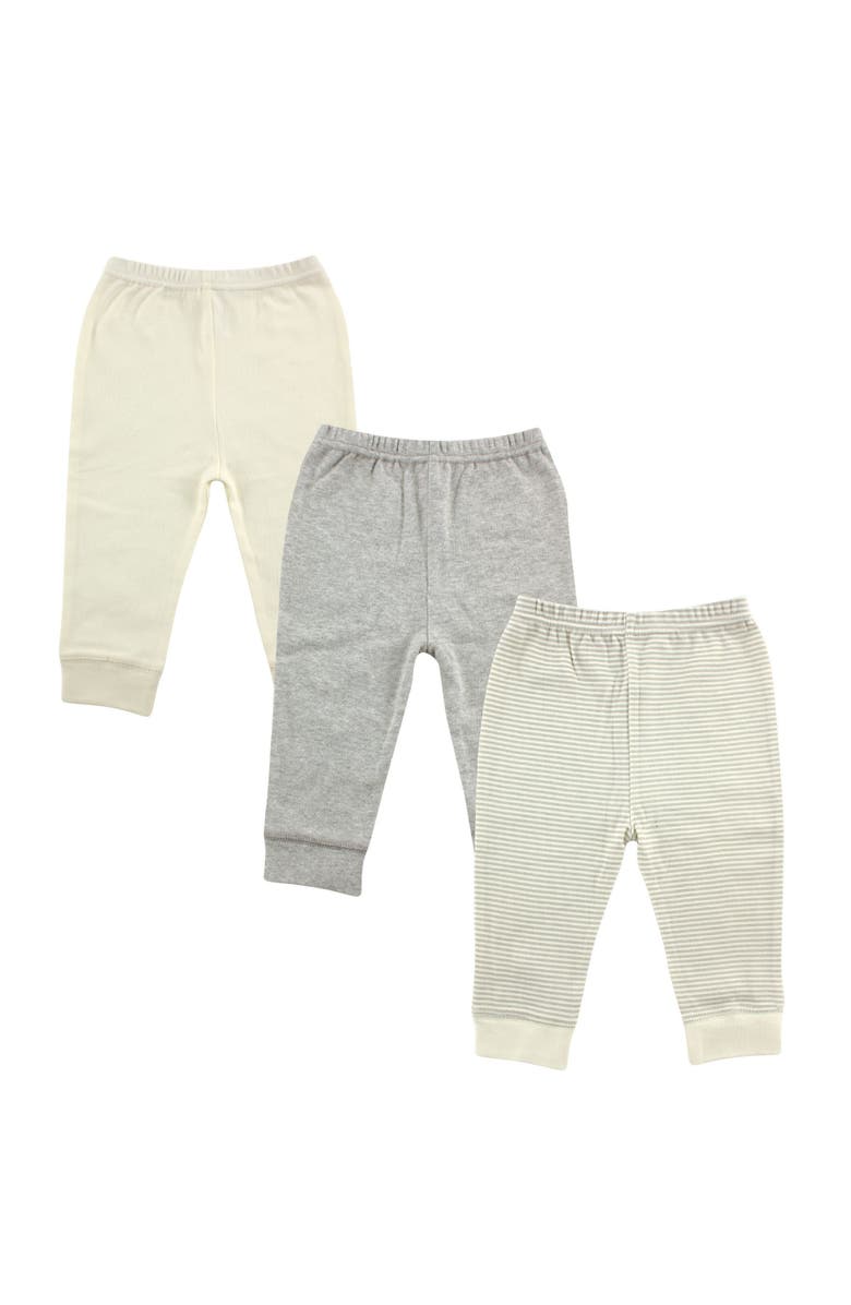 Luvable Friends Cotton Pants, Main, color, Neutral Gray Stripe