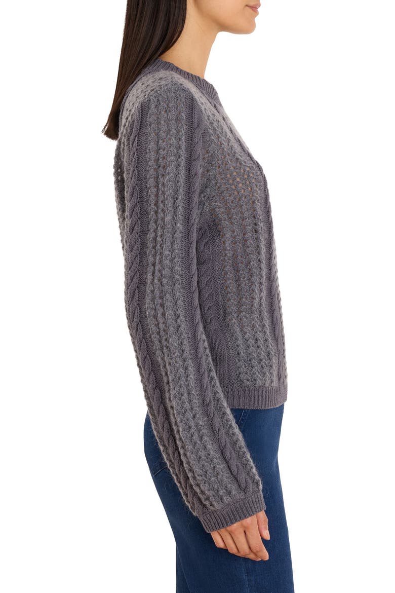 Puff Sleeve Mix Sweater, Alternate, color, DARK BLUESTONE