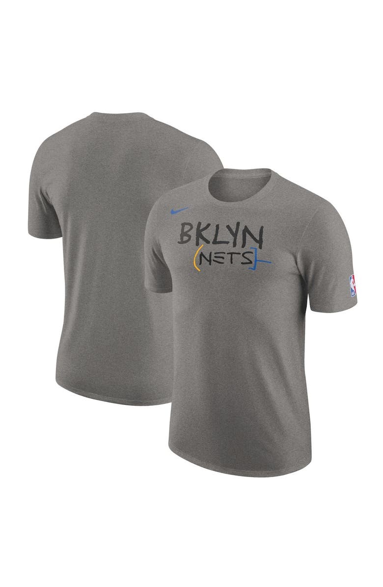 Nike Men's Nike Heather Charcoal Brooklyn Nets 2022/23 City Edition Essential Logo T-Shirt, Main, color,