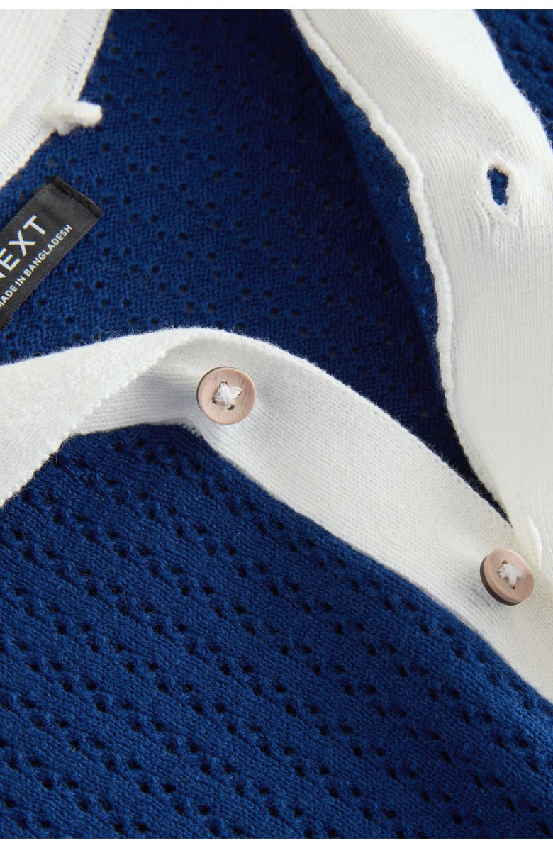 NEXT Kids' Open Knit Camp Shirt & Shorts Set, Alternate, color, Blue Multi