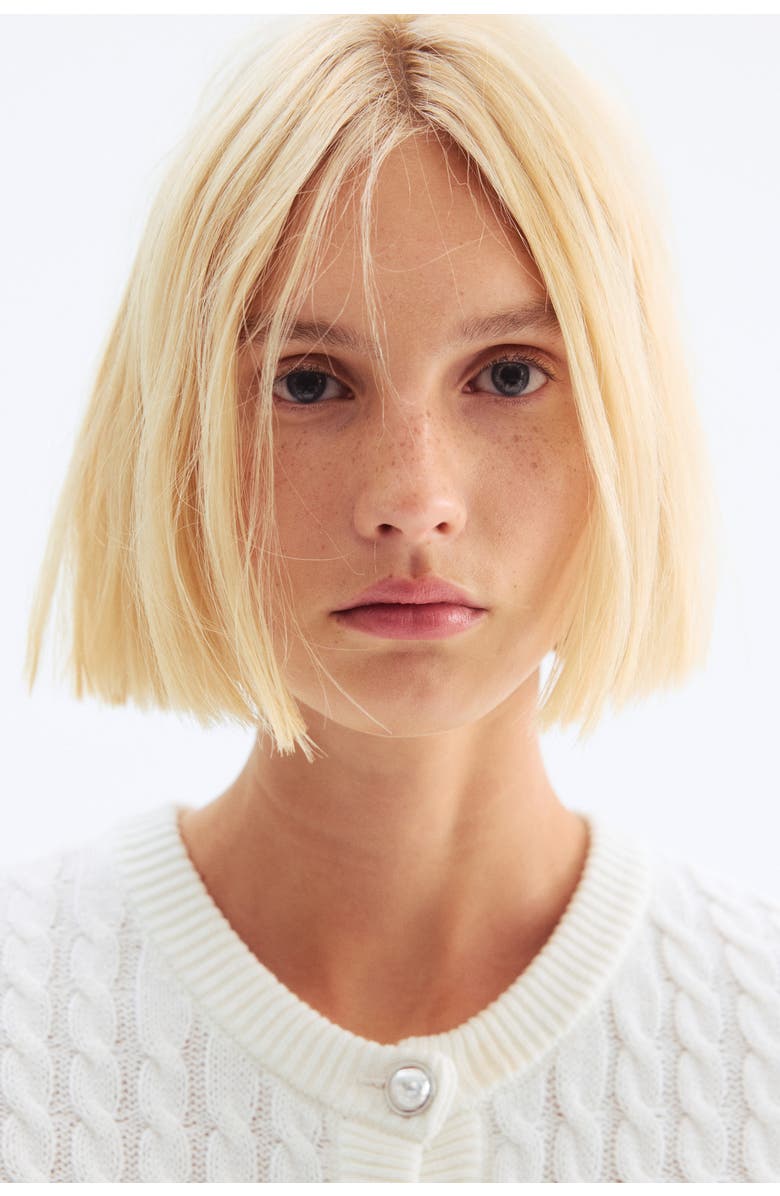 H&M Cable-knit Cardigan, Alternate, color, White