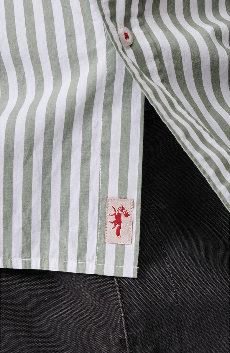 Aubin Gladstone Poplin Button-Down Shirt, Alternate, color, Thick Khaki Stripe