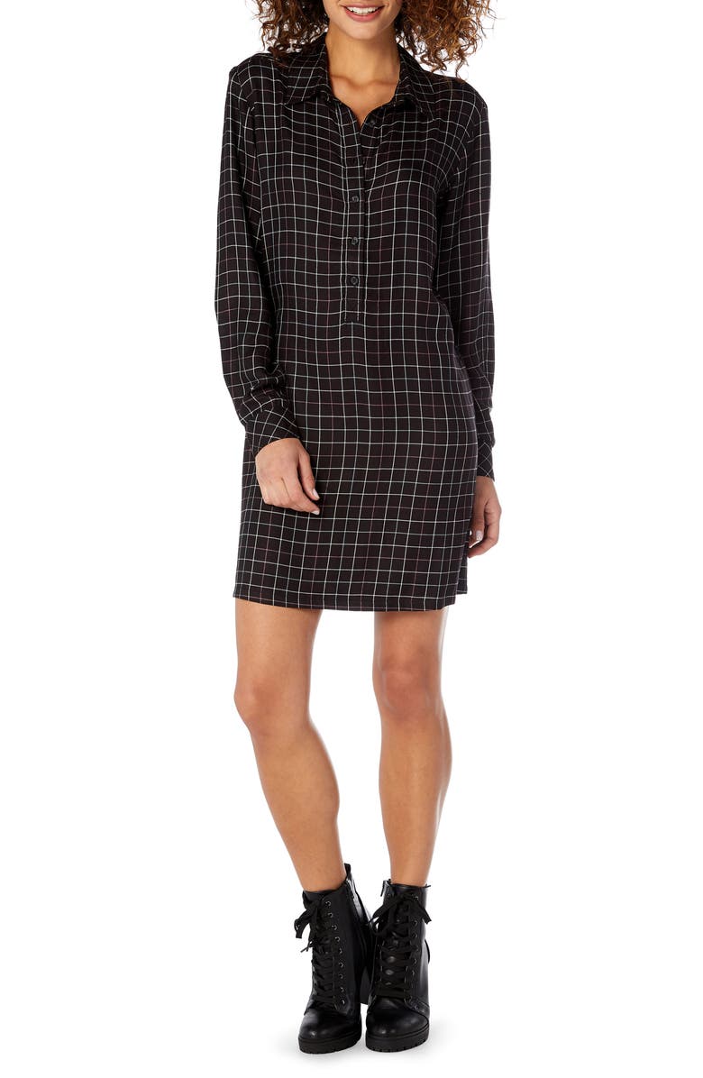 Michael Stars Plaid Henley Shirtdress, Main, color, 