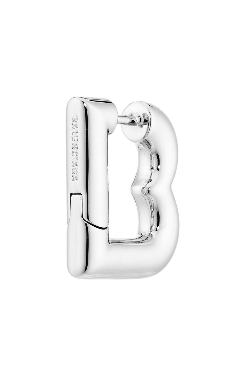 Balenciaga Eisa B XS Hoop Earrings, Alternate, color, Shiny Silver 0926