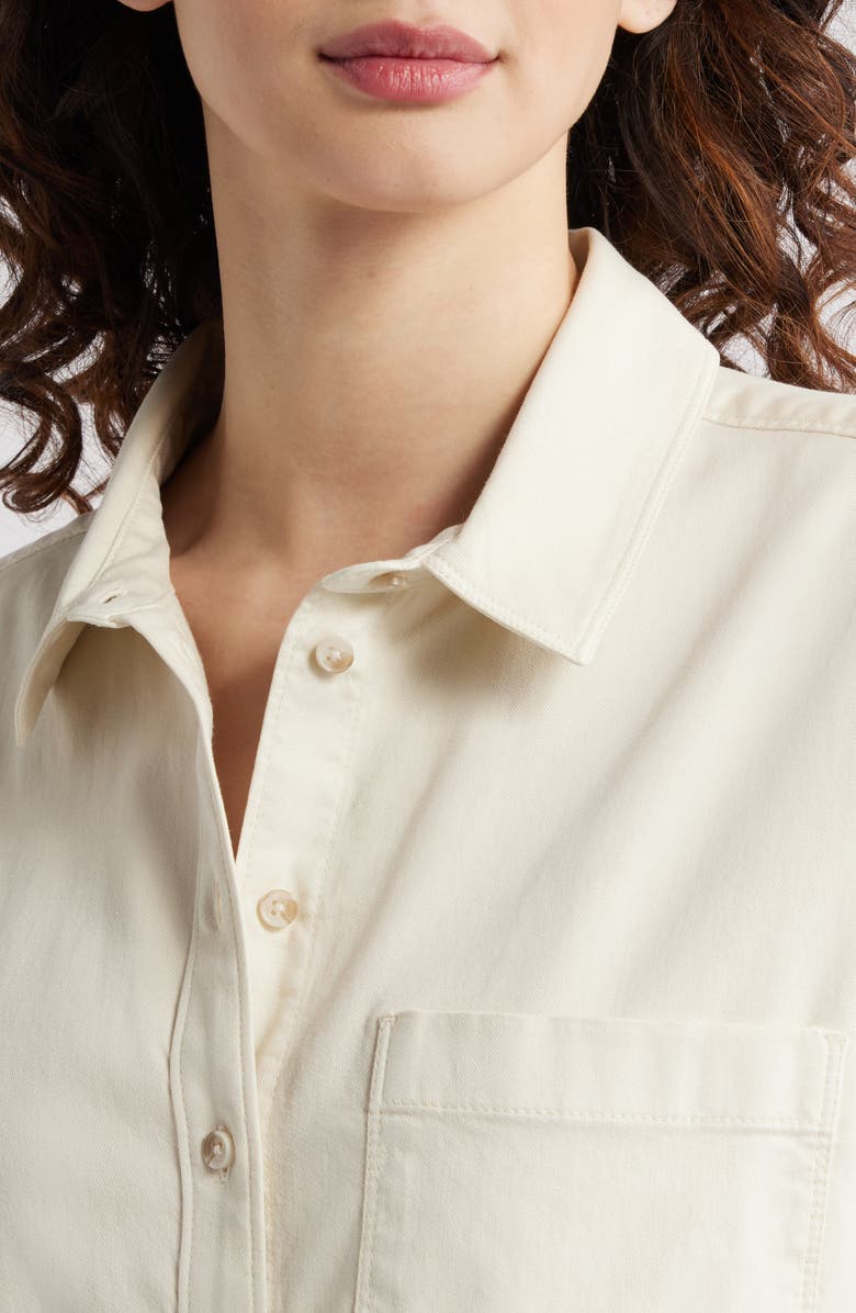 Treasure & Bond Boxy Short Sleeve Crop Button-Up Shirt, Alternate, color, Ivory Dove