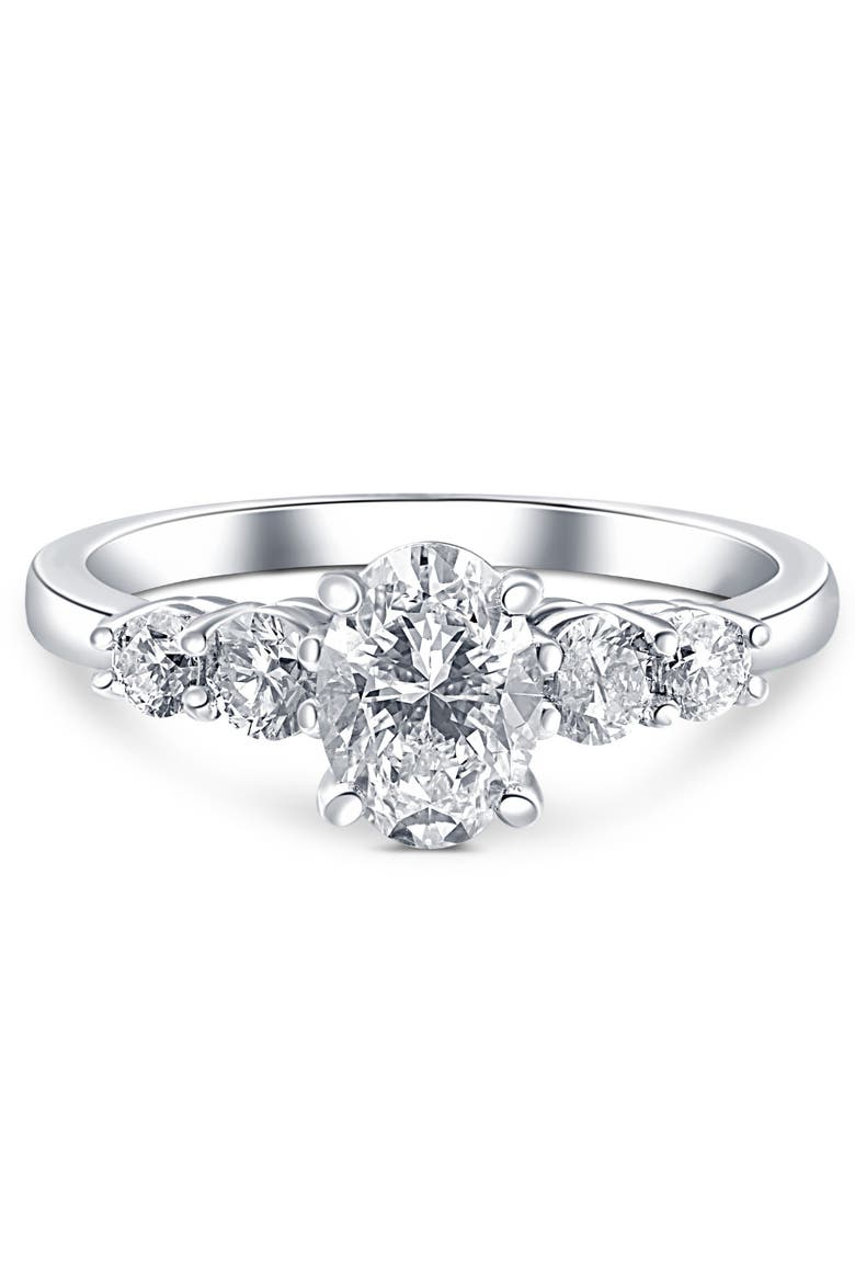 1 1/2Ct TW Oval Cut Engagement Ring 14k Gold Lab Grown, Alternate, color, 14k White Gold