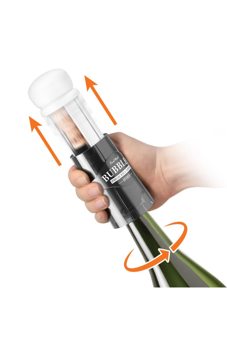 FINAL TOUCH Bubbles Sparkling, Champagne, Bubbly Glass Set with Opener - 10 oz, Alternate, color, Clear
