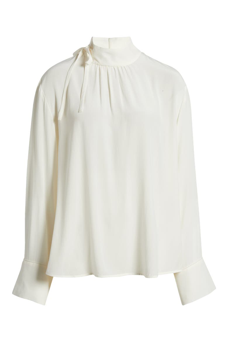 High Collar Silk Chiffon Shirt, Alternate, color, WHITE DUSTY LIGHT