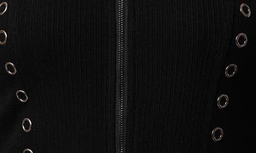 Cyrus Grommet Trim Rib Top In Black