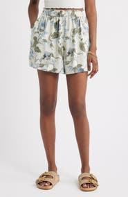 Treasure & Bond Print Linen Blend Shorts