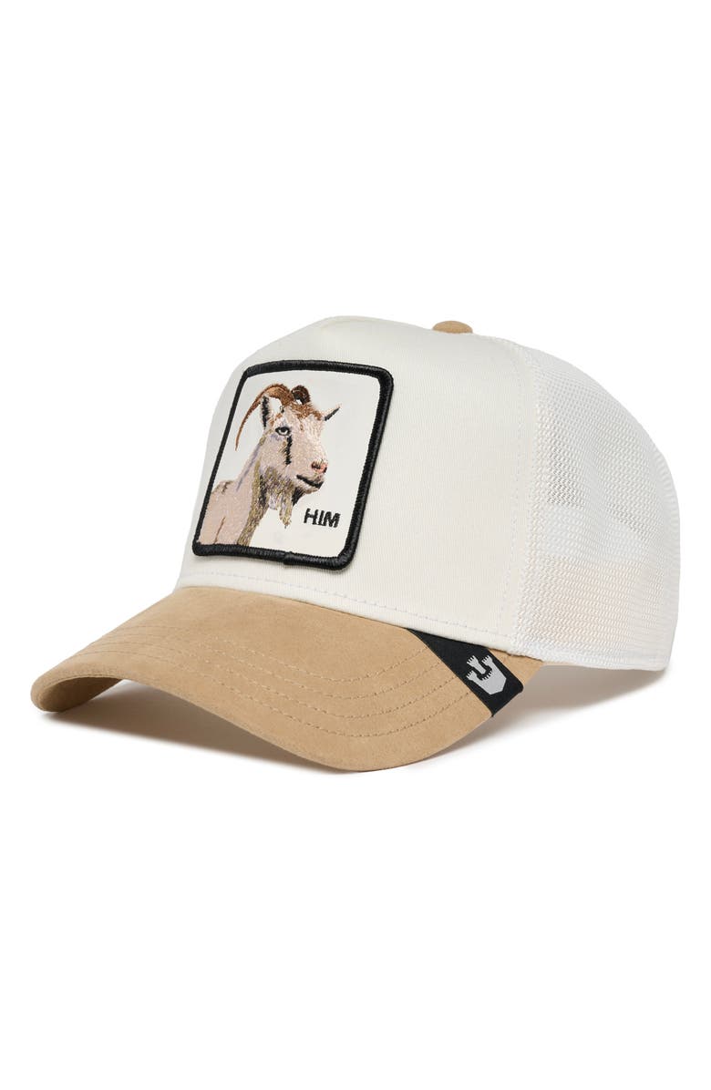 Goorin Bros. The Suede Goat Patch Snapback Trucker Hat, Main, color, 