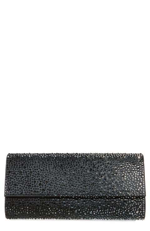 Perry Crystal Embellished Satin Clutch