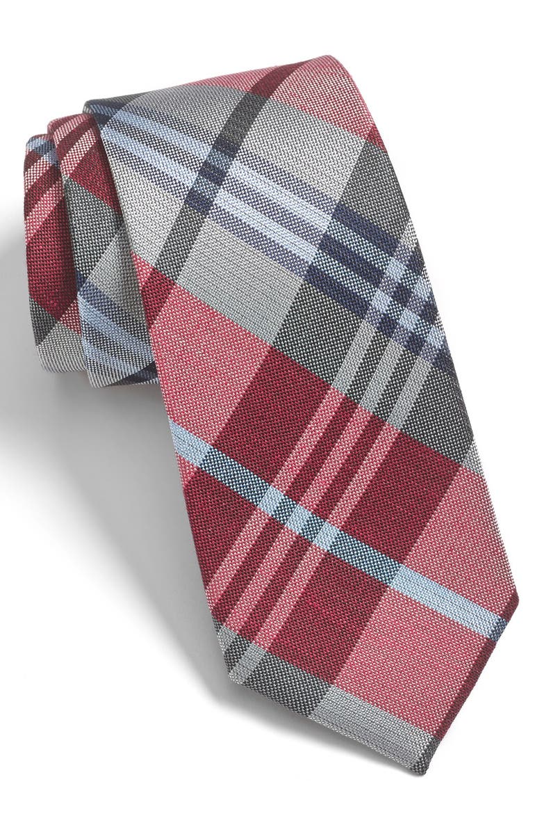 The Tie Bar Crystal Wave Silk & Linen Plaid Tie, Main, color,