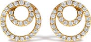 Haus of Brilliance 14K Yellow Gold 3/8 Cttw Diamond Double Circle Stud Earrings