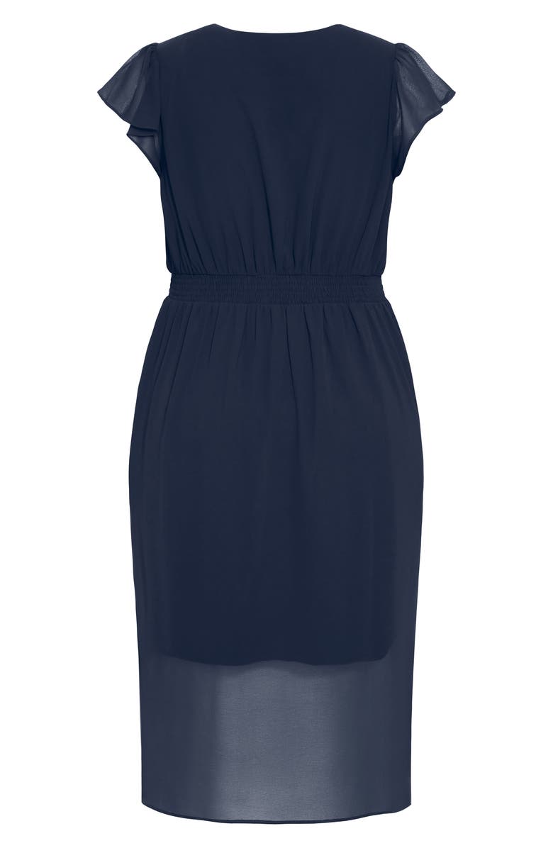 City Chic Faux Wrap Sheath Dress, Alternate, color, True Navy