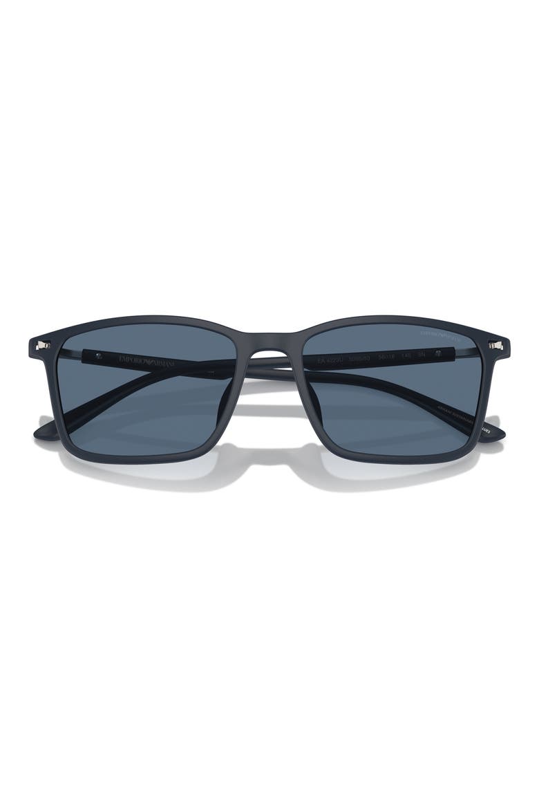 56mm Rectangle Sunglasses, Alternate, color, MATTE BLUE / DARK BLUE