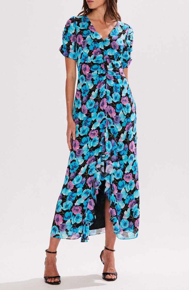 Ro&Zo Mia Frill Front Midi Dress, Alternate, color, Blue