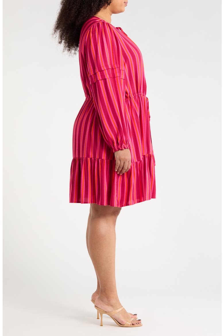 Clarisa Stripes Lomie Long Sleeve Dress, Alternate, color, FUCHSIA-ORANGE