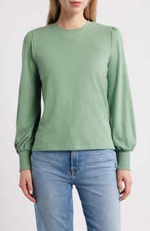 Caslon® Blouson Sleeve Cotton Blend Top