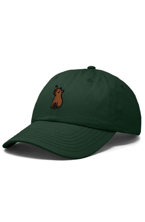 Dalix Capybara Embroidered Everyday Hat In Dark Green