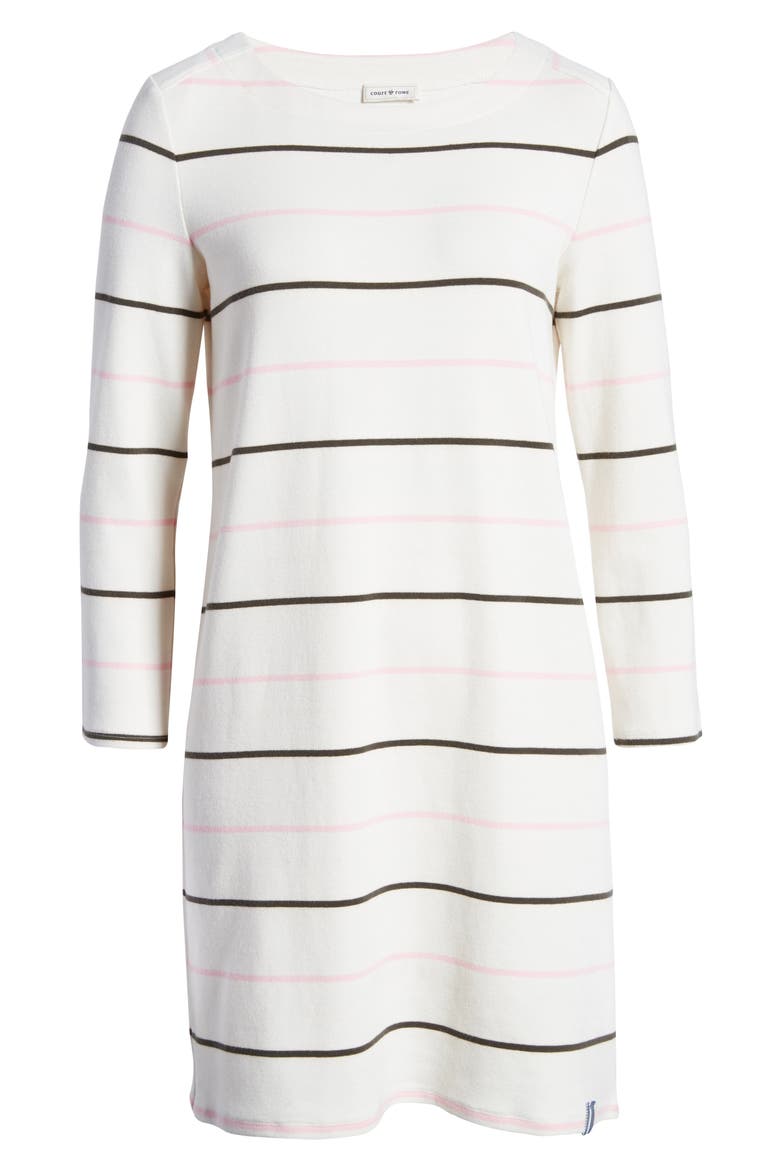 Volley Stripe Knit Dress, Alternate, color, SOFT ECRU