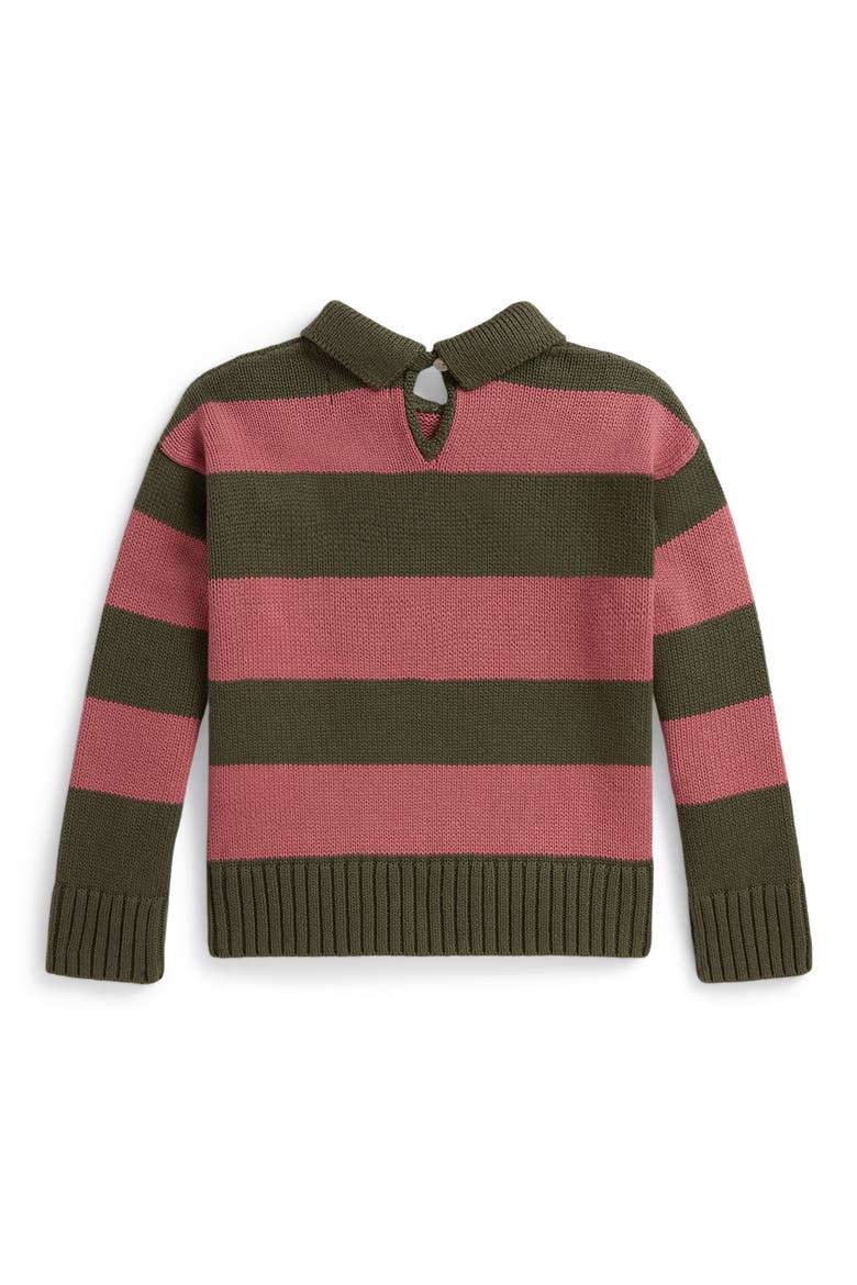 Kids' Stripe Polo Sweater, Alternate, color, GREEN/ PINK MULTI
