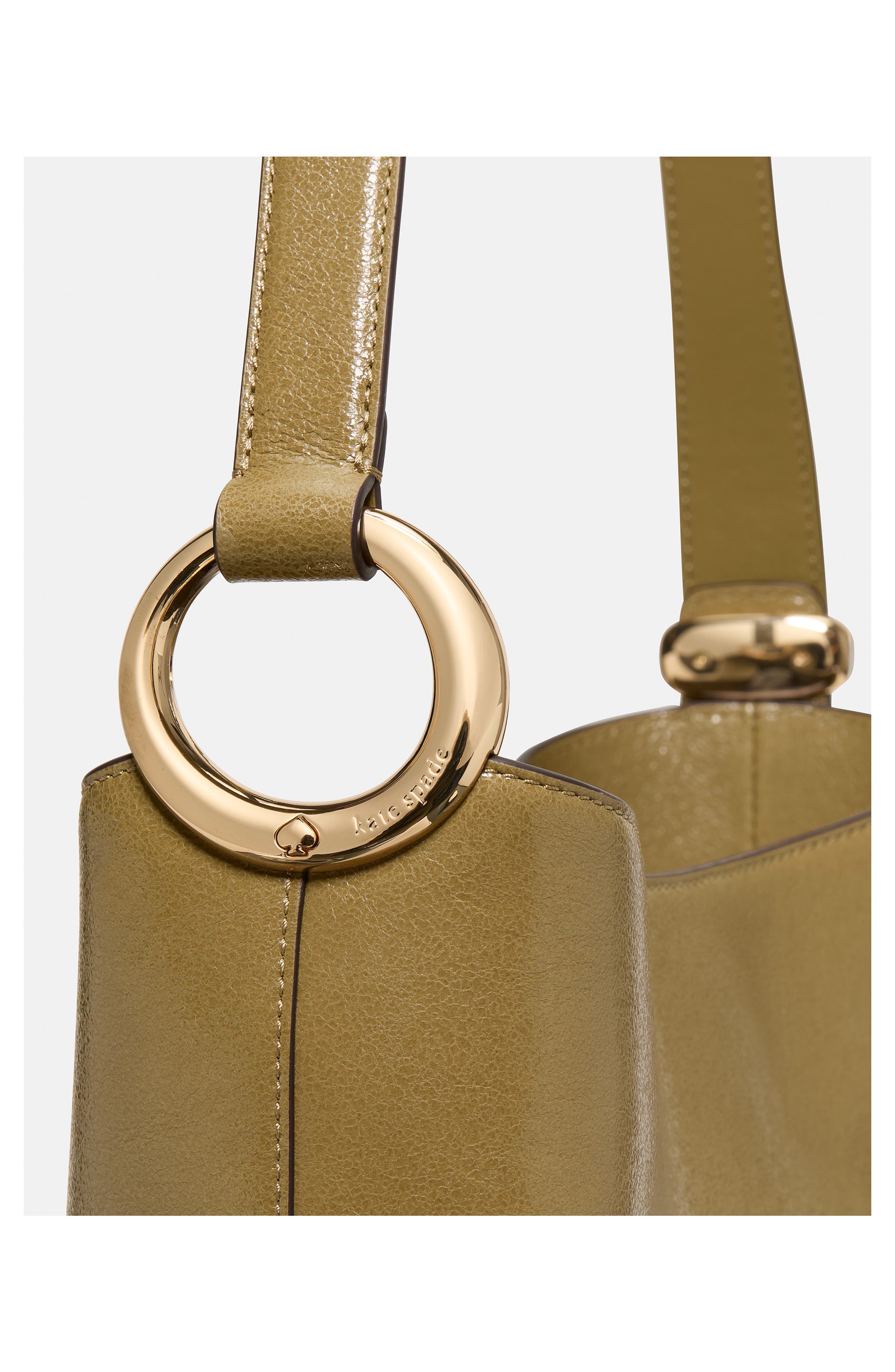 Kate Spade New York halo glazed leather bucket bag, Alternate, color, Dried Thyme