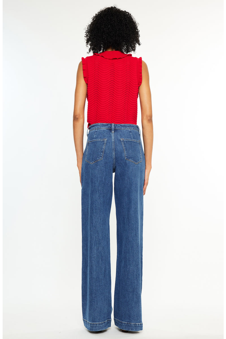 Sol High Rise Wide Leg Trousers, Alternate, color, Dark Wash