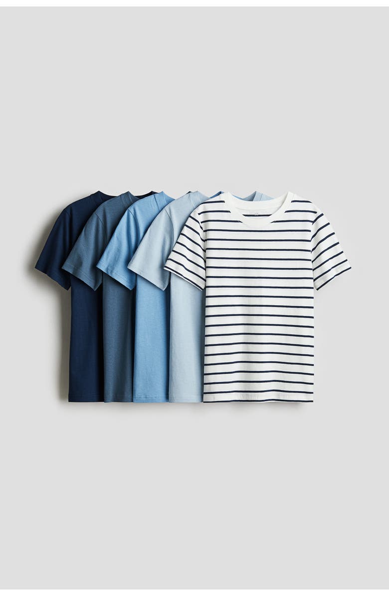 H&M 5-pack t-shirts, Main, color, Blue/Striped