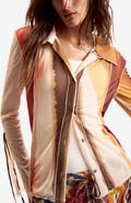 Desigual Stripe Mesh Button-Up Shirt