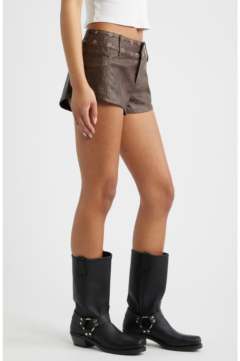 Born to Ride Faux Leather Shorts, Alternate, color, BROWN
