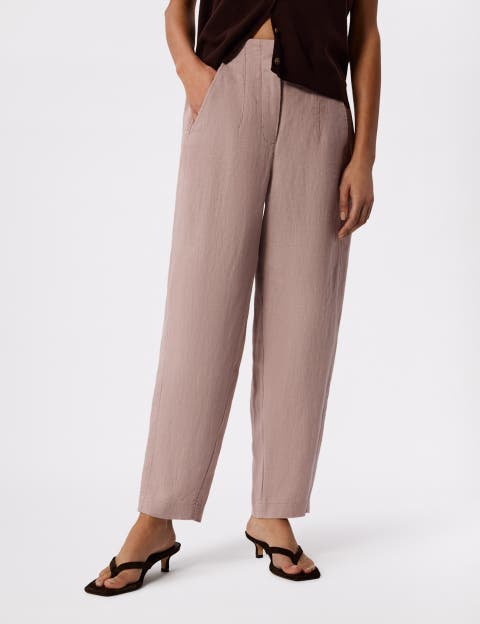 Linen Barrel Leg Trouser