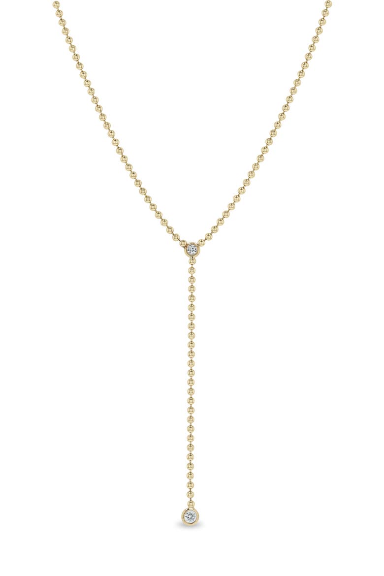 Diamond Bead Chain Lariat Necklace, Main, color, 14K YELLOW GOLD