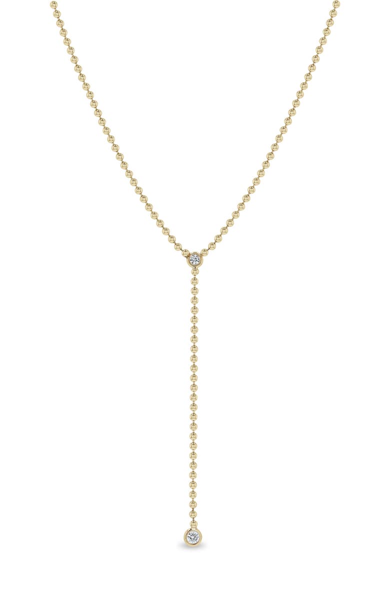 Zoë Chicco Diamond Bead Chain Lariat Necklace, Main, color, 14K Yellow Gold