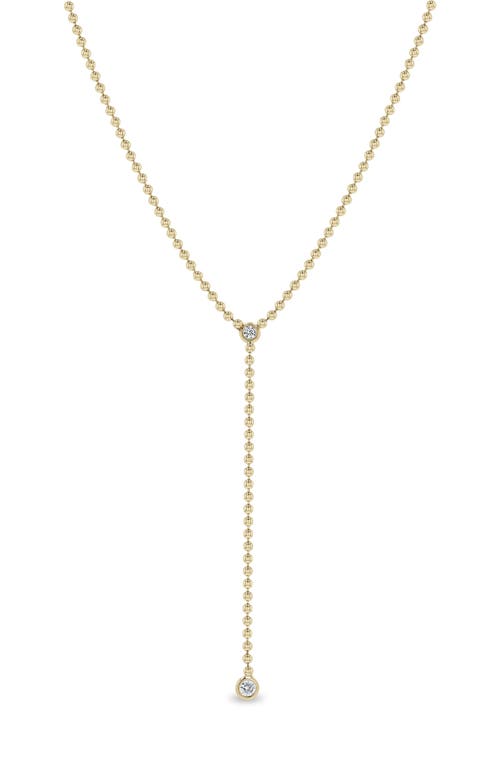 Zoë Chicco Diamond Bead Chain Lariat Necklace In Gold