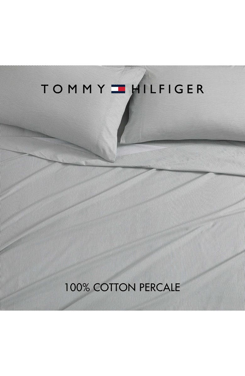 Tommy Hilfiger Ithaca Stripe Cotton Percale Sheet Set, Alternate, color, White/ Dark Green