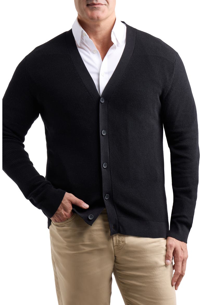 V-Neck Sweater Cardigan, Main, color, BLACK