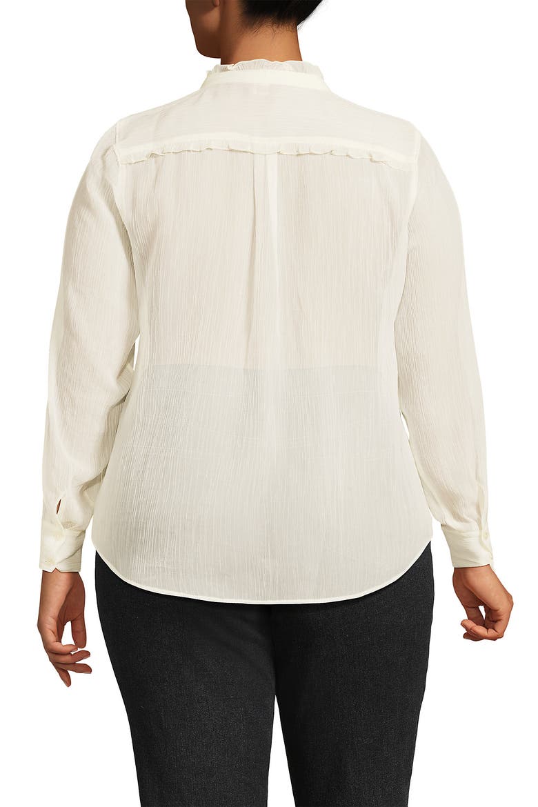 Chiffon Ruffle Front Long Sleeve Top, Alternate, color, Ivory