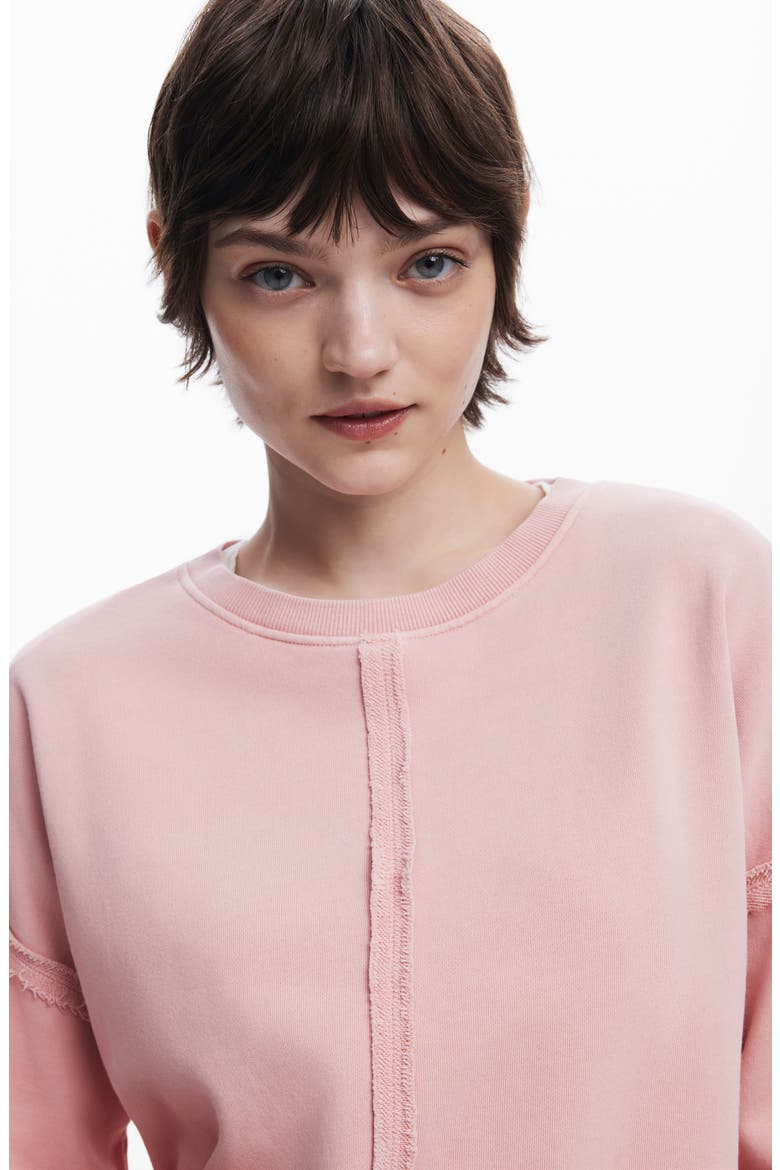 Exposed Seam Cotton Sweatshirt, Alternate, color, PINK