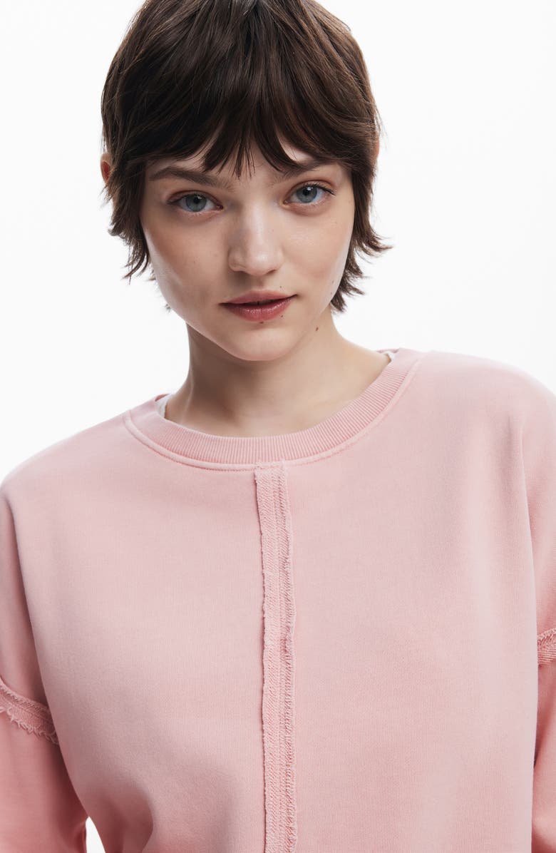 Desigual Exposed Seam Cotton Sweatshirt, Alternate, color, 