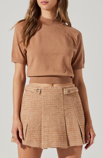Astr The Label Larine Short Sleeve Sweater In Brown