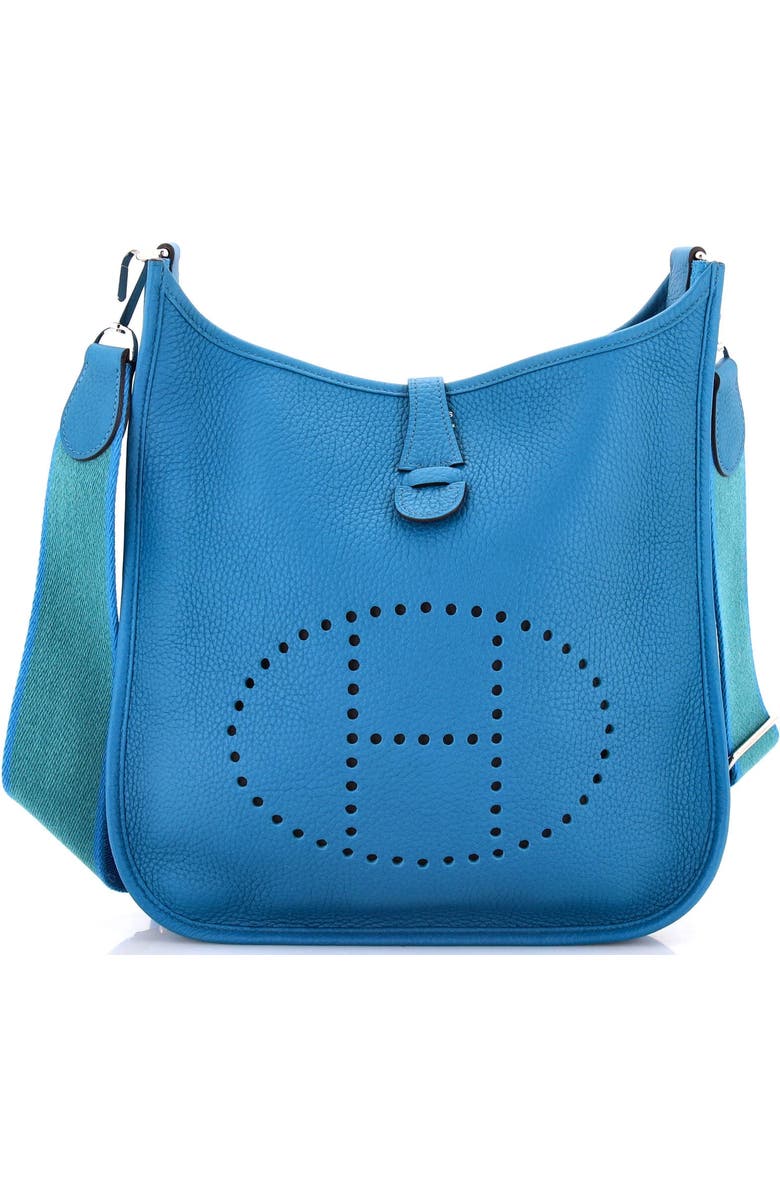 Pre-Owned Hermes Evelyne Bag Gen III Clemence PM, Main, color, Bleu Izmir