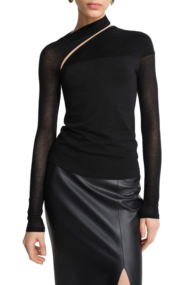 Zola Long Sleeve Cutout Top, Main, color, BLACK