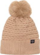 Nanette Lepore Braided Knit Beanie with Faux Fur Pompom