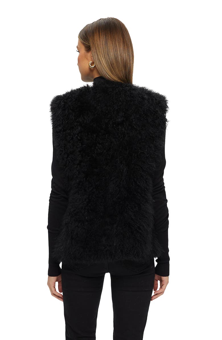 GORSKI Genuine Shearling Collarless Vest, Alternate, color, Black