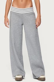 EDIKTED Eloura Stripe Waist Low Rise Sweatpants