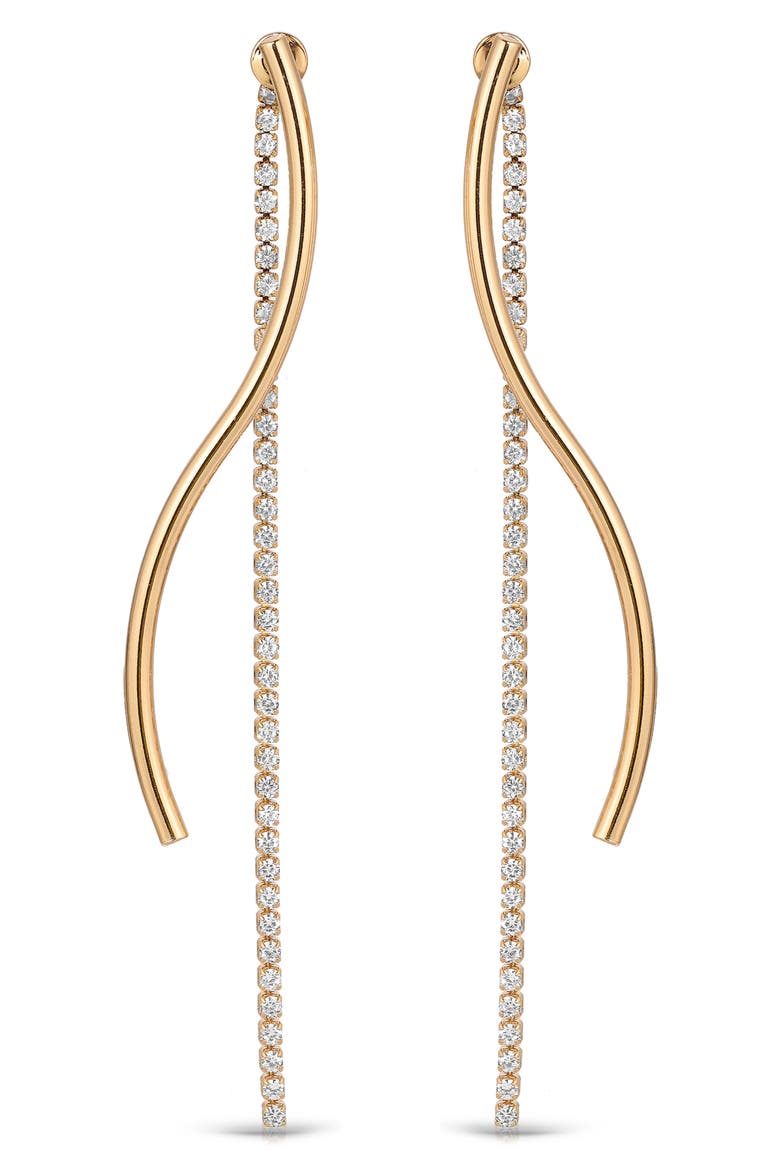 Swerve Cubic Zirconia Front/Back Earrings, Main, color, GOLD
