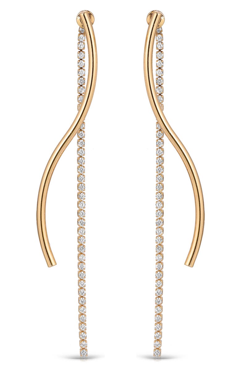 Ettika Swerve Cubic Zirconia Front/Back Earrings, Main, color, Gold