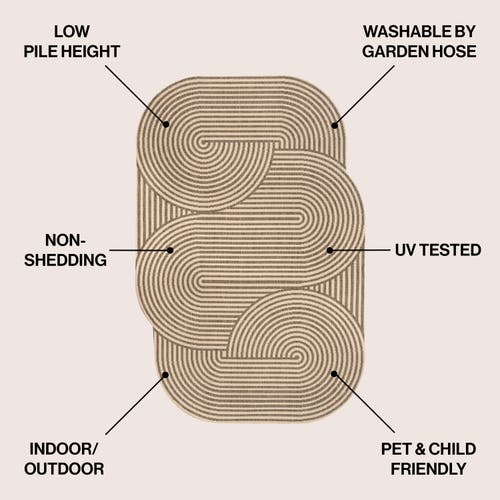 Jonathan Y Margot Modern Geometric Arch Stripe Indoor/outdoor Shaped Area Rug In Beige/brown