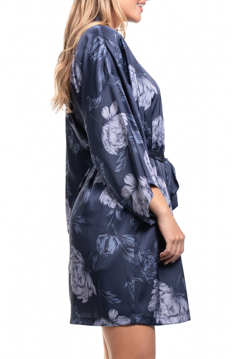Floral Satin Robe, Alternate, color, AMELIA BLUE